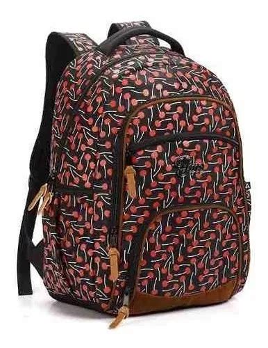 mochilas femininas floridas de couro